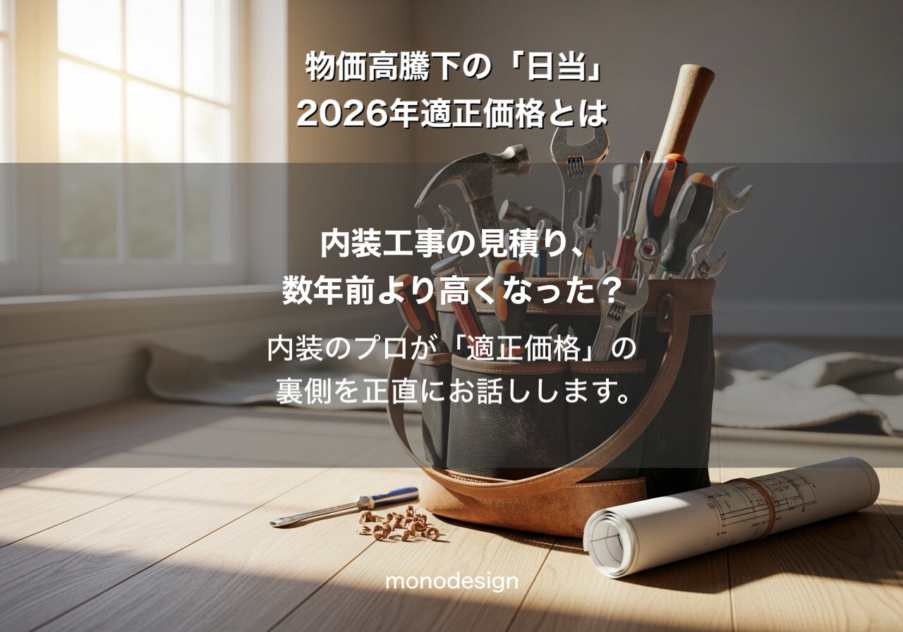 上がり続ける「日当」物価高騰下の店舗・住まいづくりでモノデザインが考える誠実な適正価格とは？🤔
