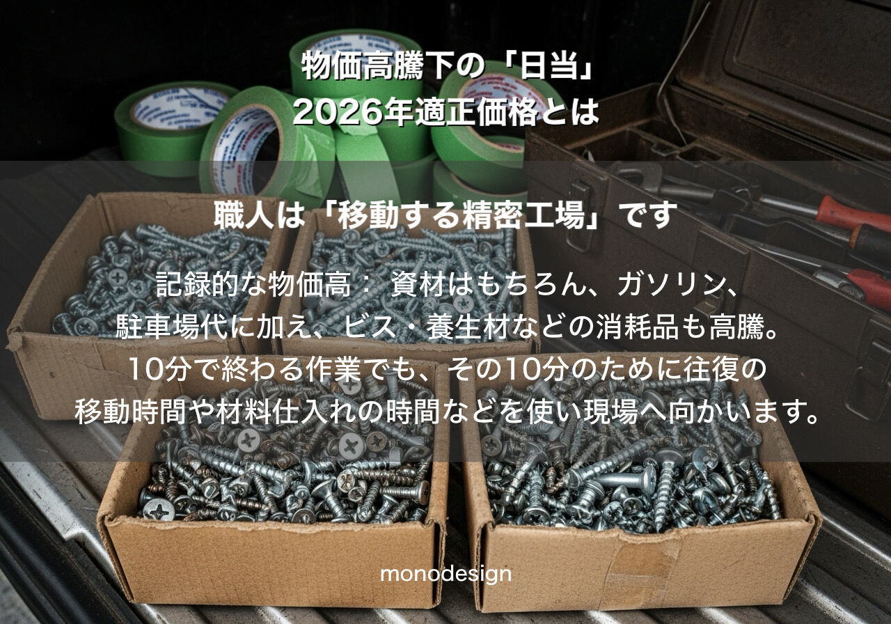 上がり続ける「日当」物価高騰下の店舗・住まいづくりでモノデザインが考える誠実な適正価格とは？🤔