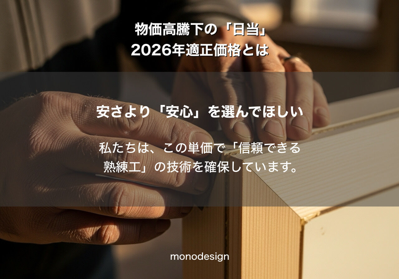 上がり続ける「日当」物価高騰下の店舗・住まいづくりでモノデザインが考える誠実な適正価格とは？🤔