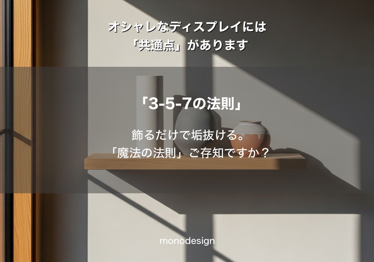 おしゃれな空間の秘密は「3-5-7の法則」にあり！大阪・関西の内装専門モノデザインが解説するディスプレイの魔法✨