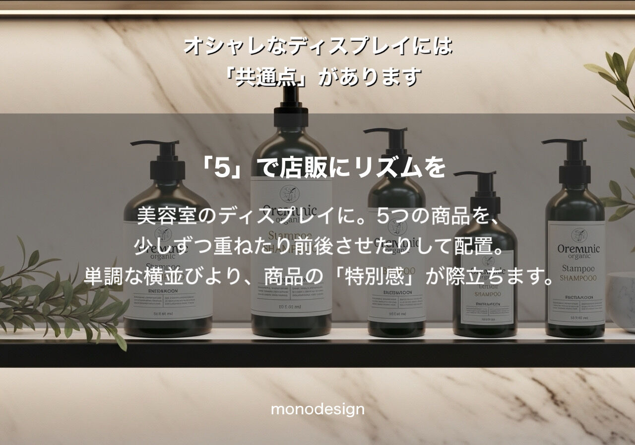 おしゃれな空間の秘密は「3-5-7の法則」にあり！大阪・関西の内装専門モノデザインが解説するディスプレイの魔法✨