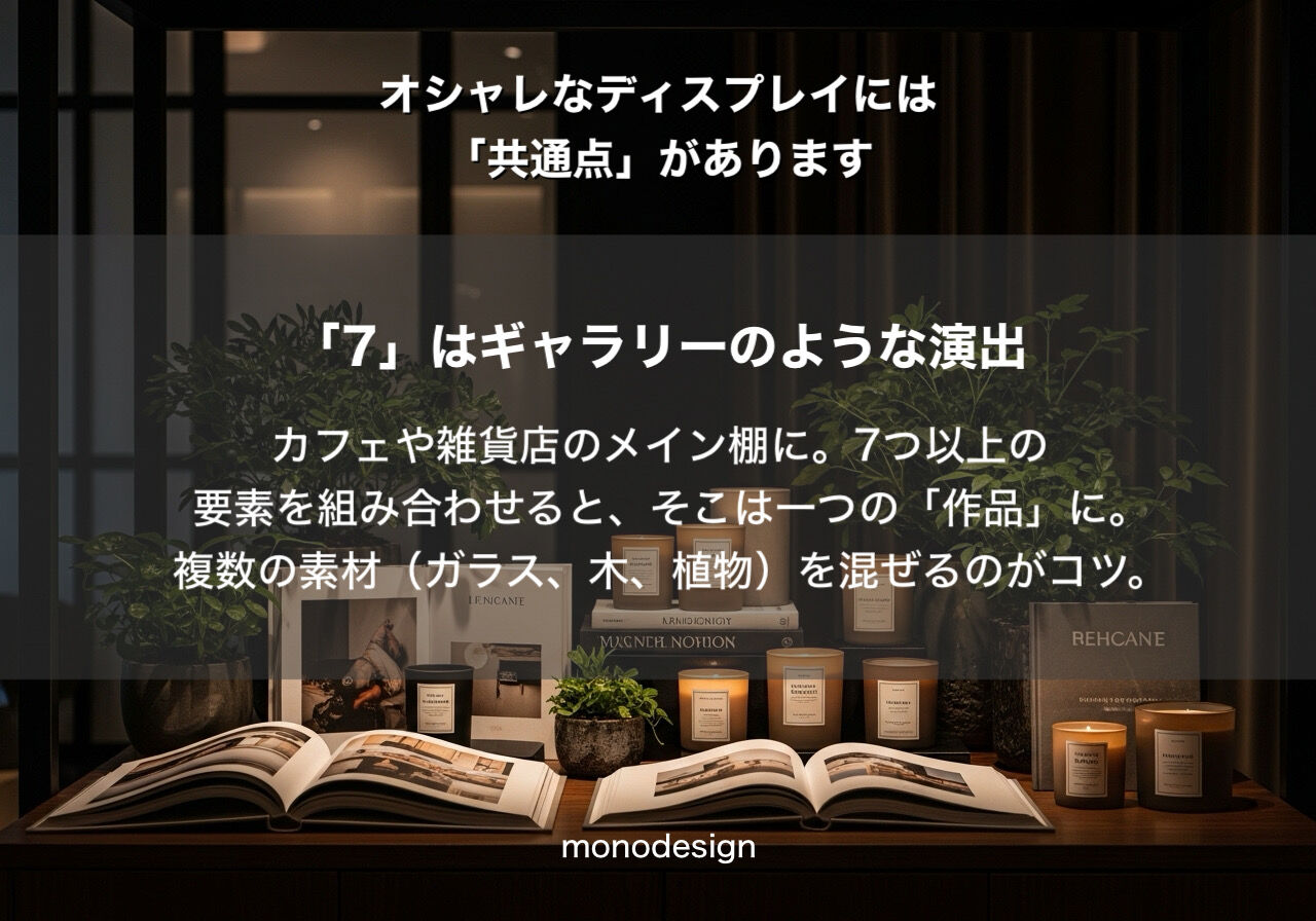おしゃれな空間の秘密は「3-5-7の法則」にあり！大阪・関西の内装専門モノデザインが解説するディスプレイの魔法✨