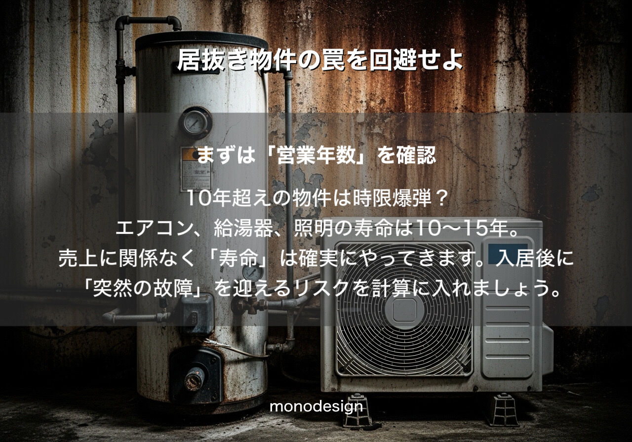 【居抜き物件の罠】内装のプロが教える「建物の寿命」の見極め方。半年後に後悔しないための全知識