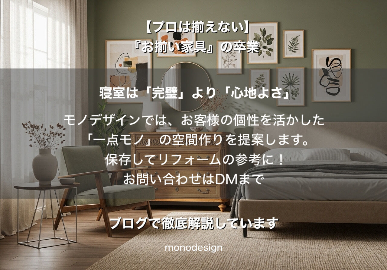 【プロは揃えない】「お揃い家具」を卒業して、自分らしい心地よい寝室を作る方法