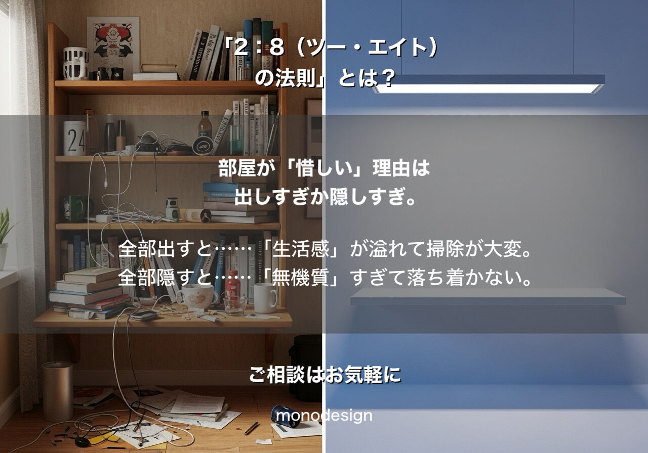 【保存版】部屋が垢抜ける「2：8の法則」とは？大阪の内装プロが教える究極の収納＆デザイン術