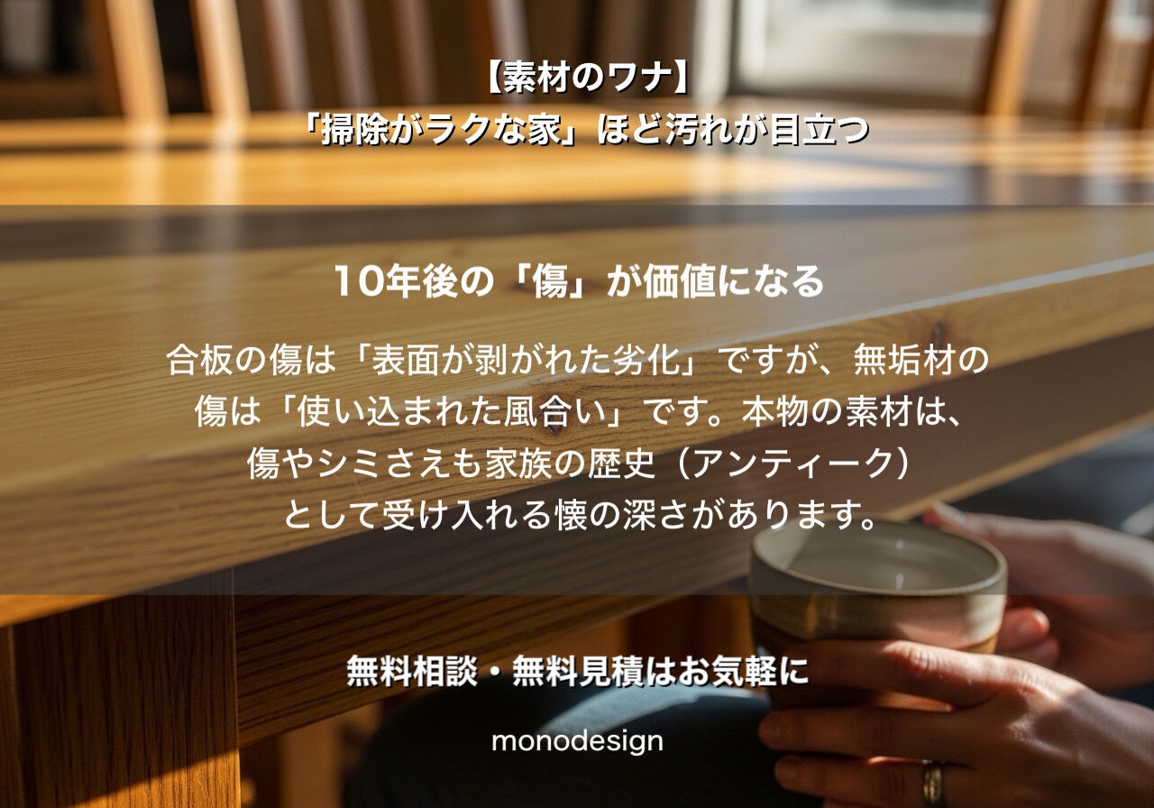 【素材の真実】「掃除がラクな家」を選んだはずが、なぜ汚れが目立つのか？一級建築士が教える「美しく古くなる」逆説の素材選び