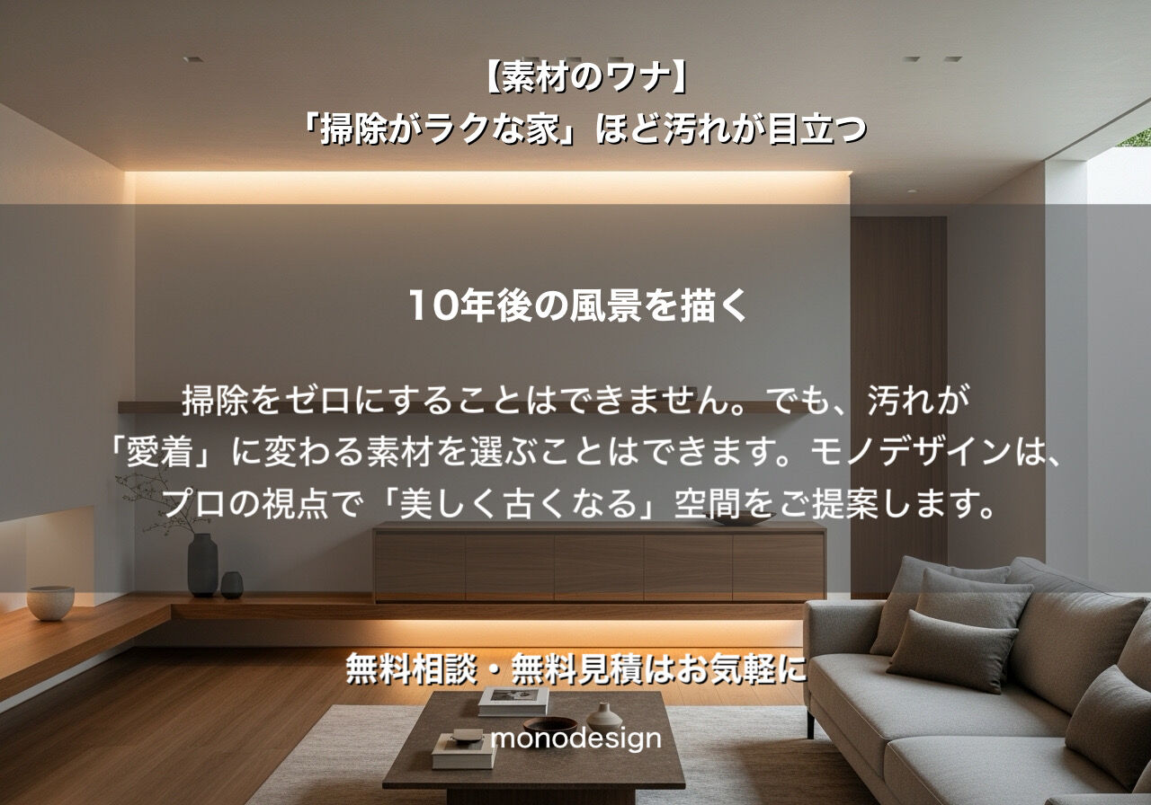 【素材の真実】「掃除がラクな家」を選んだはずが、なぜ汚れが目立つのか？一級建築士が教える「美しく古くなる」逆説の素材選び