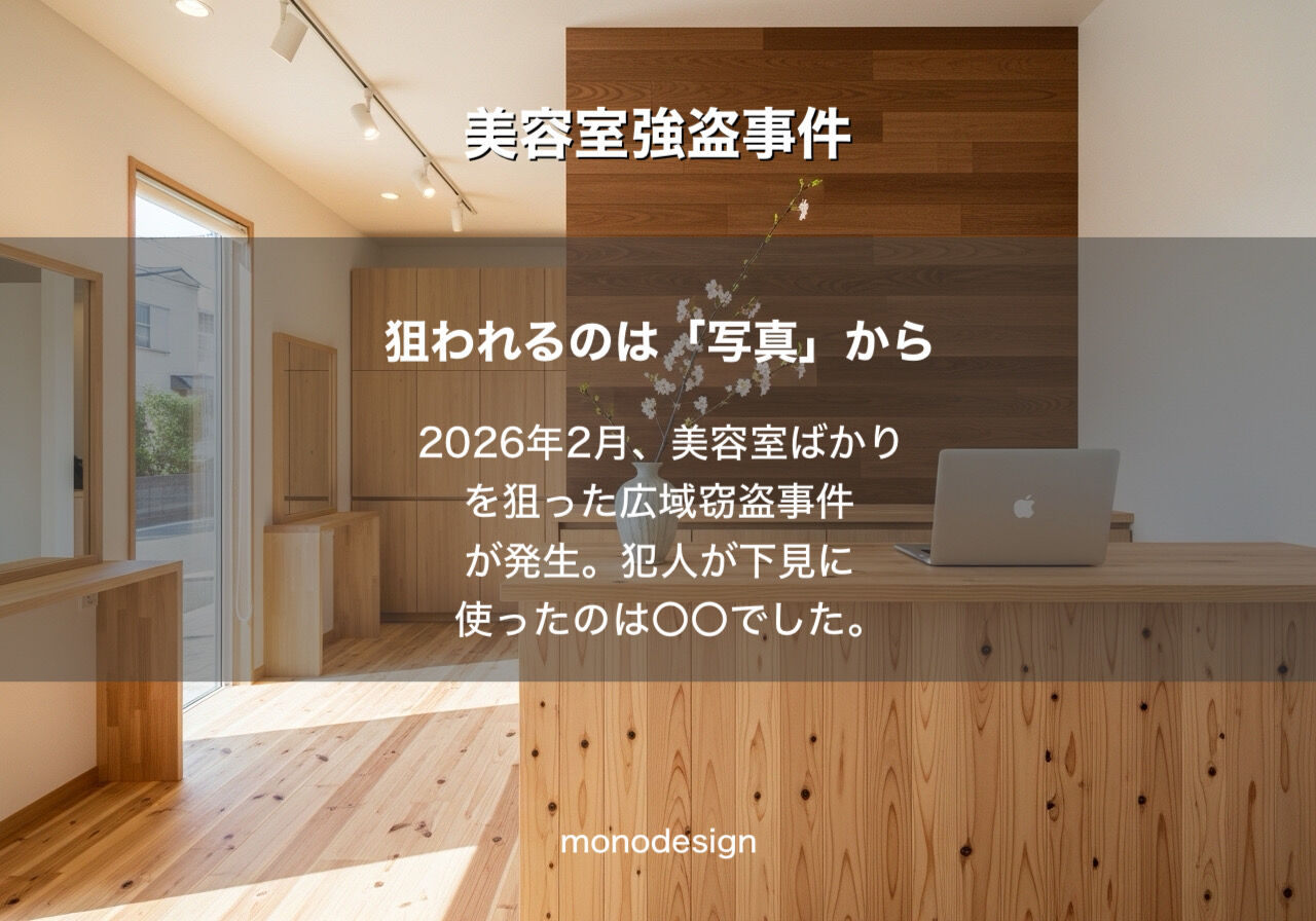 【美容室オーナー必見】その「店内写真」が泥棒を呼んでいる？2026年最新の窃盗手口と守りの店舗設計