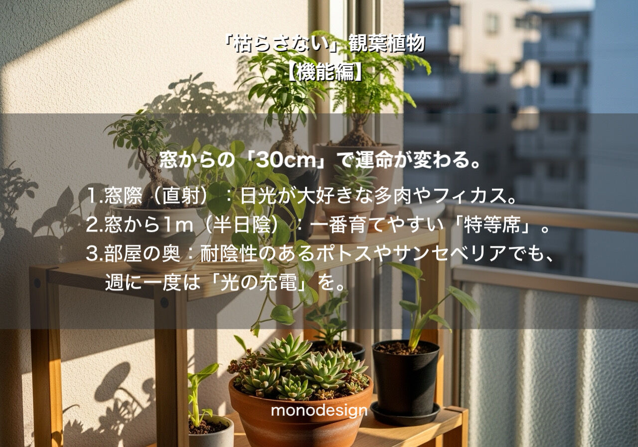 観葉植物【機能編】「光と風の動線」で決まる、枯らさない配置の科学