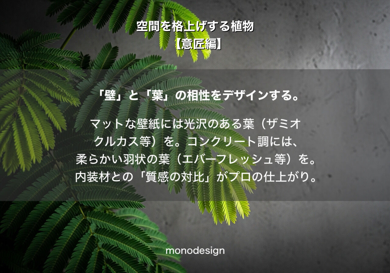 観葉植物【意匠編】「視覚的アンカー」で空間を格上げする配置術