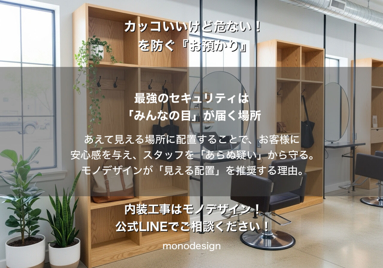 【保存版】美容室の内装デザインで後悔しない！荷物預かりトラブルを防ぐ「クローク設計」の秘訣 ✂️