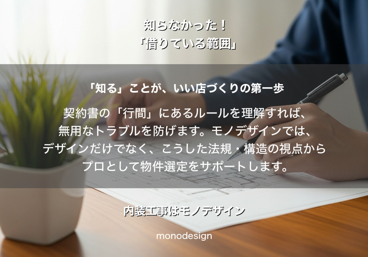 【保存版】店舗オーナーが意外と知らない「借りている範囲」の真実。壁芯・共用部・看板のルールを一級建築士が徹底解説！