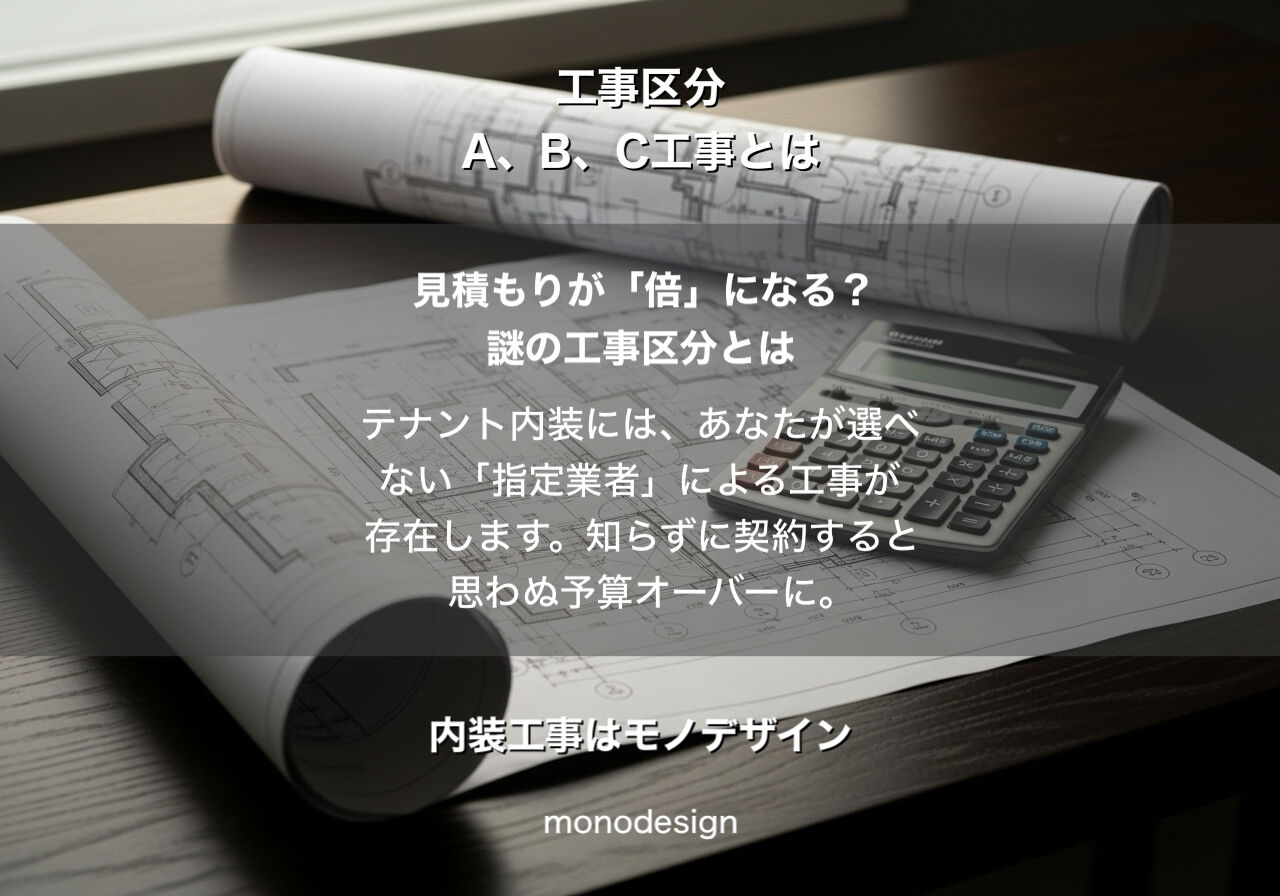 【保存版】店舗内装の見積もりが「倍」になる！？A・B・C工事の区分を知って賢く開業。大阪の一級建築士が徹底解説！