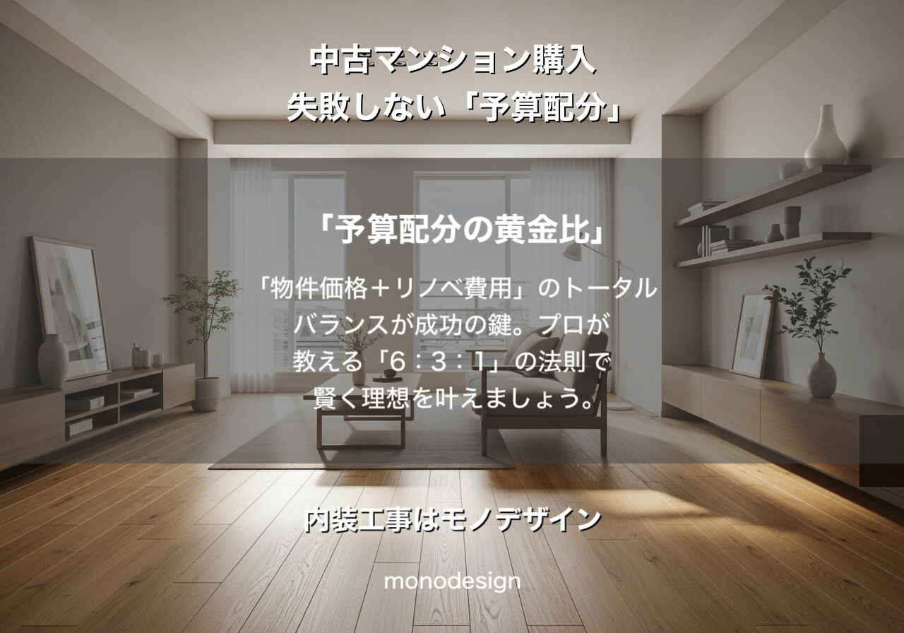 大阪で中古マンションリノベを成功させる「予算配分の黄金比」とは？プロが教える6：3：1の法則