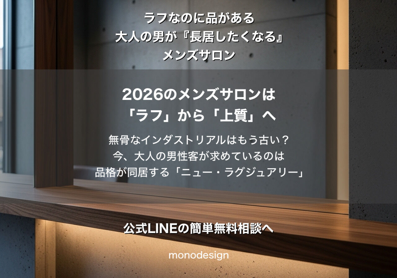 【2026年最新】メンズサロン内装の新基準｜30年の実績が教える「選ばれる店」の質感とは？