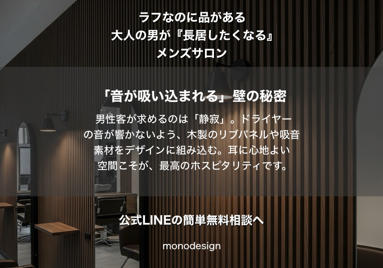 【2026年最新】メンズサロン内装の新基準｜30年の実績が教える「選ばれる店」の質感とは？