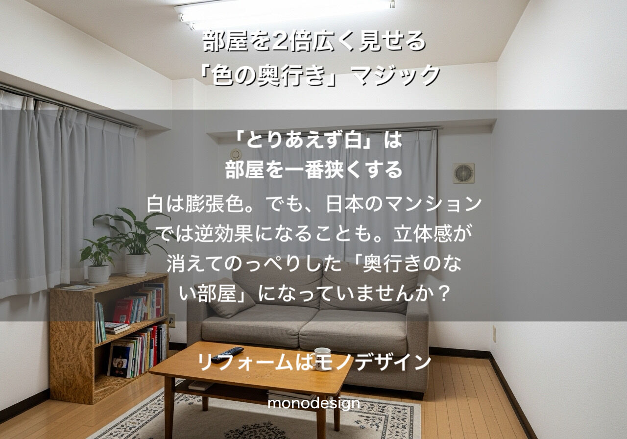 【保存版】「とりあえず白」が一番部屋を狭くする？プロが教える、部屋を2倍広く見せる「色の奥行き」マジック 🏠✨