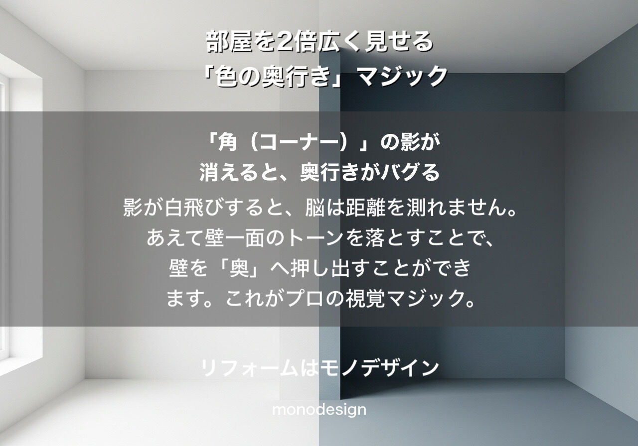 【保存版】「とりあえず白」が一番部屋を狭くする？プロが教える、部屋を2倍広く見せる「色の奥行き」マジック 🏠✨