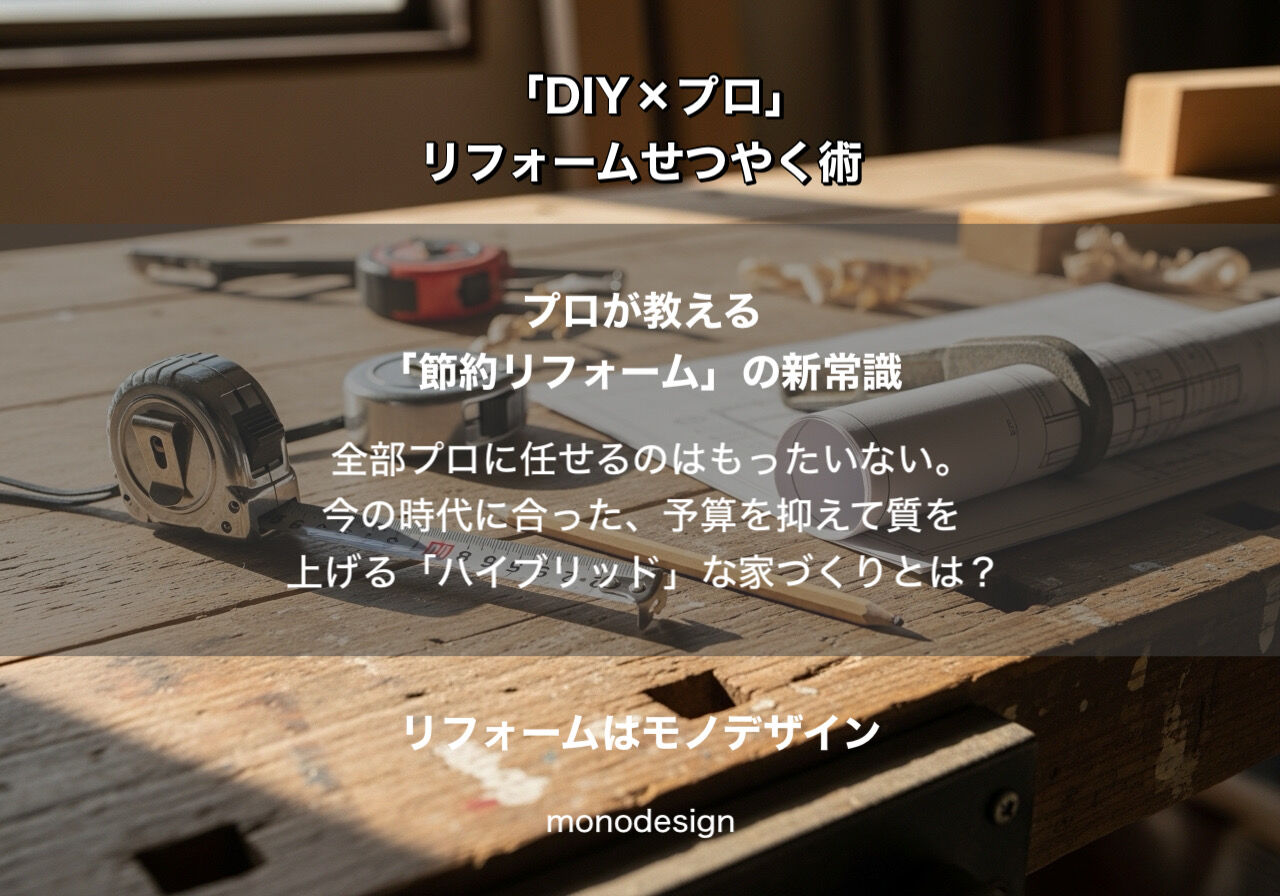 物価高に負けない！一級建築士が教える「DIY×プロ」のハイブリッドせつやくリフォーム術