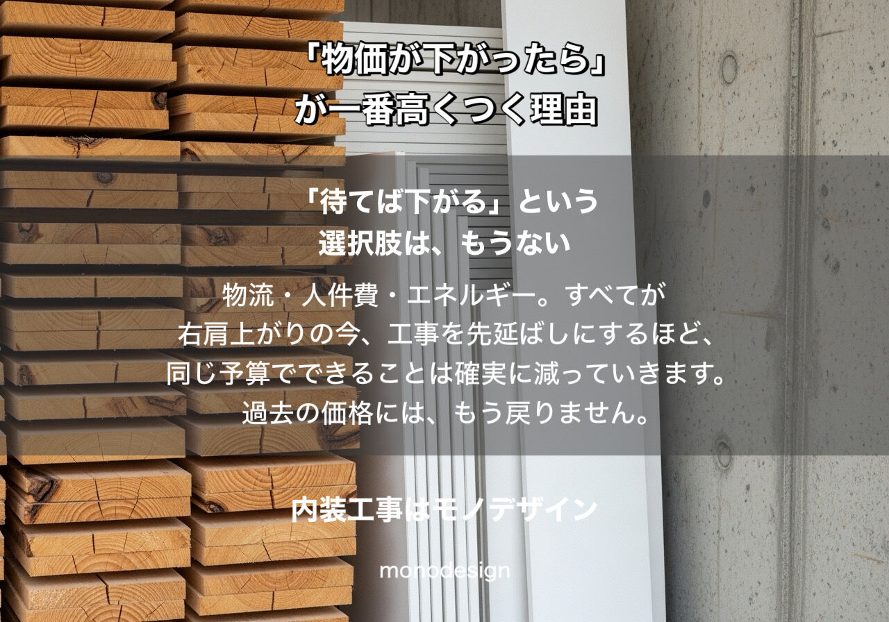 【緊急提言】「中東情勢が落ち着いたら」が、リフォームを一番高くする。内装現場から見える「2026年の真実」