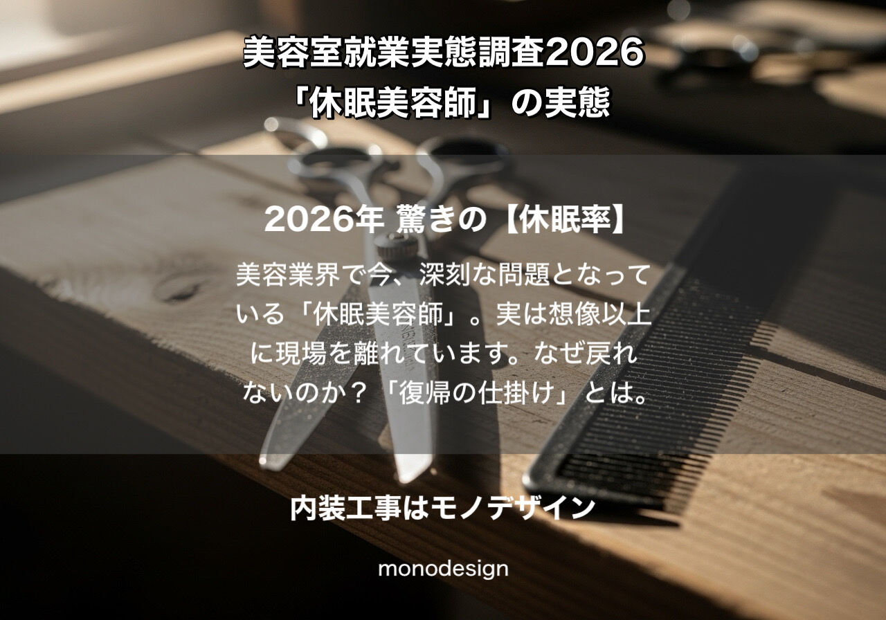 【最新調査2026】美容師の2人に1人が現場を離れている？「休眠美容師」の壁を内装で考える