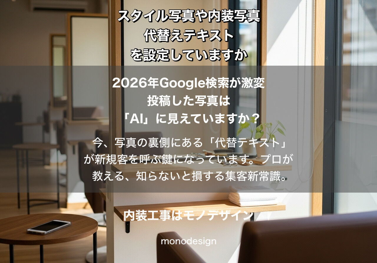【保存版】2026年Google検索の激変にどう立ち向かう？美容室の「内装写真」を最強の集客武器に変える、私たちモノデザインの全戦略