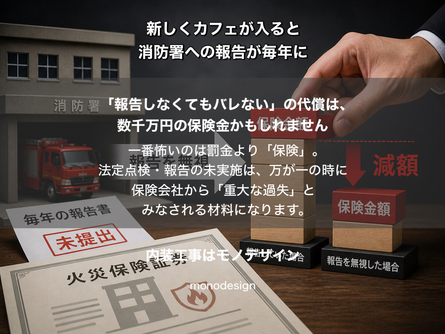 カフェができたら美容室の維持費が上がる？私たちモノデザインが教える「ビルの運命共同体」と消防法・保険の真実