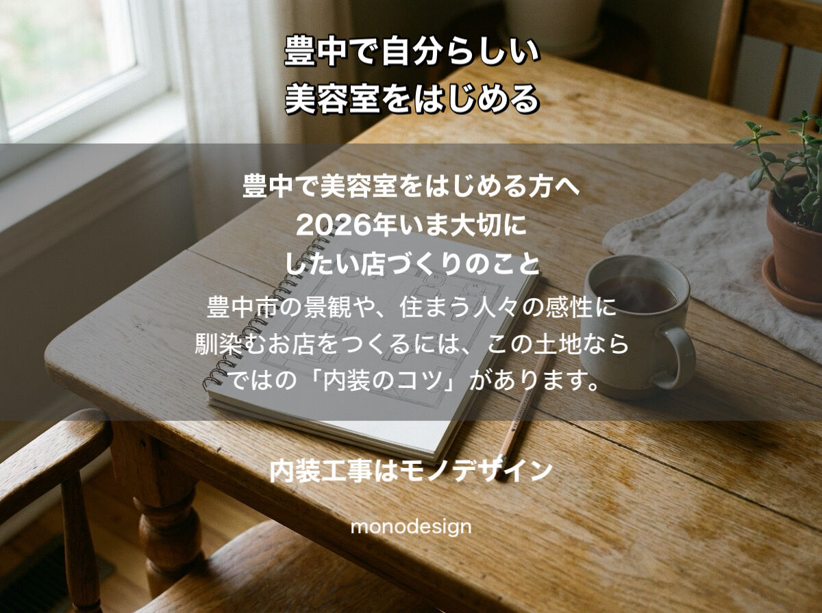 豊中市で美容室をはじめる方へ。2026年の今、私たちが大切にしたい「ちょうどいい塩梅」の店づくり