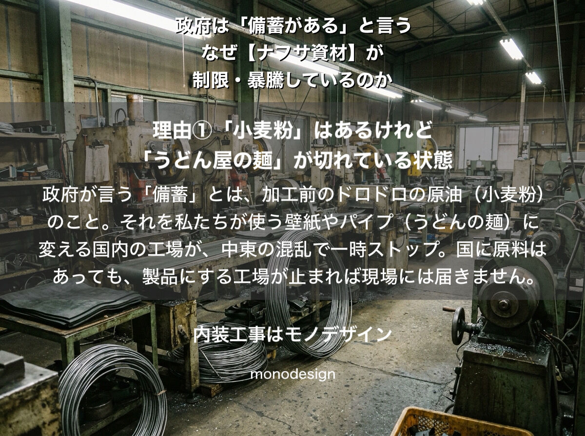 政府は「備蓄がある」と言うけれど…いま内装資材が制限・暴騰している本当の理由と施主ができる防衛策