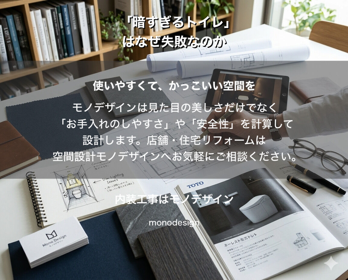 「暗すぎるトイレ」はなぜ失敗なのか？大阪のプロの内装業者が伝えたい照明と内装の落とし穴