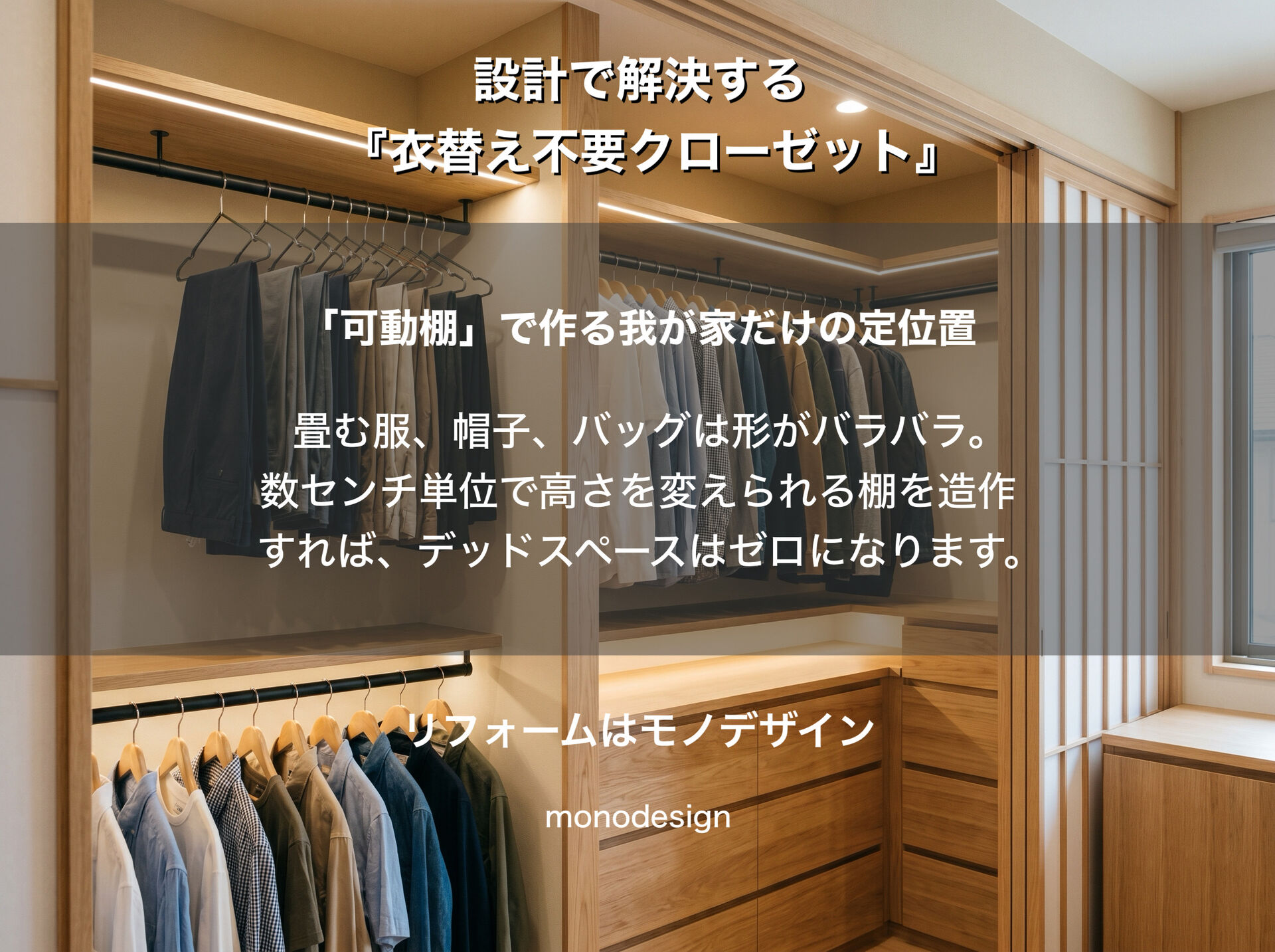 服が入り切らないのは、あなたのせいじゃない。空間設計で解決する「衣替え不要のクローゼット」