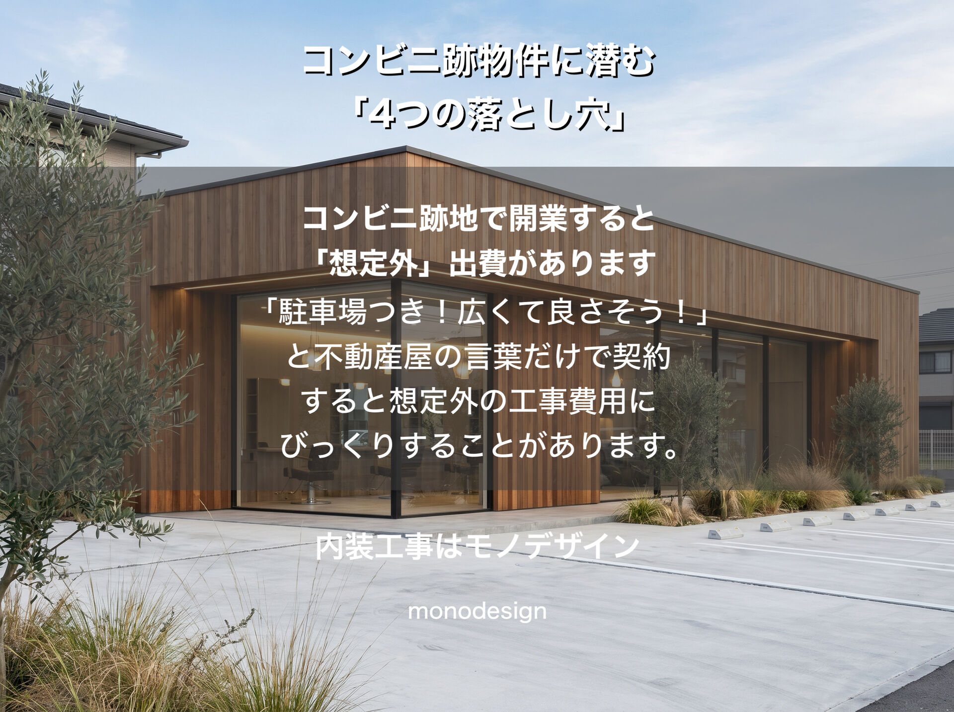 コンビニ跡地で美容室を開業するメリット・デメリット！店舗内装・外装工事のプロが教える「想定外の出費」を防ぐチェックポイント