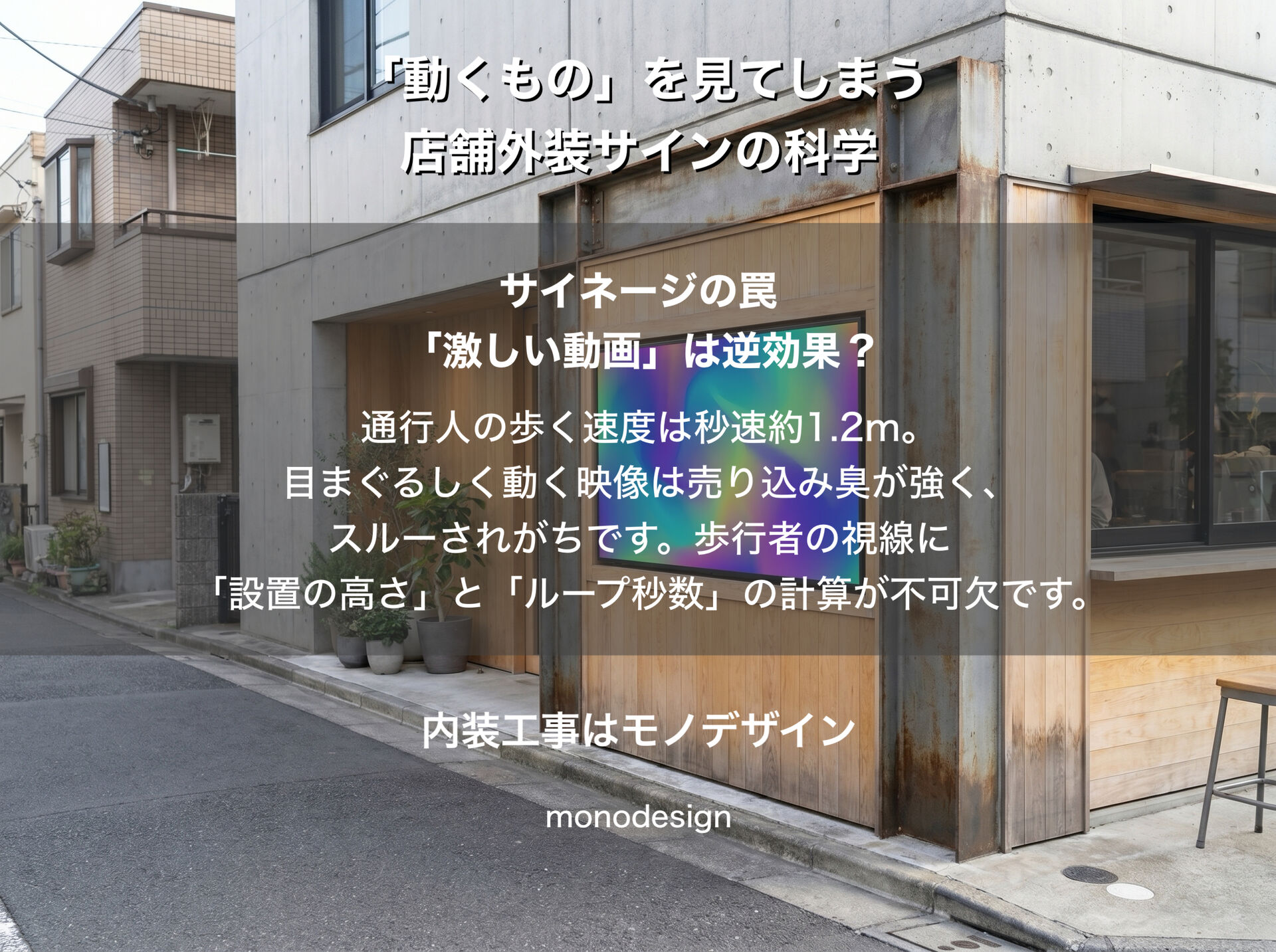 【通行人をハックする】人間は「動くもの」を見てしまう。素通りされない店舗外装サインの科学と『法律の壁』の超え方