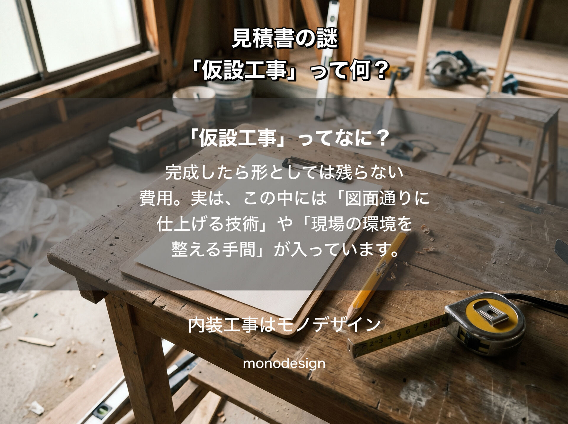 内装見積書の「仮設工事」って何？「形に残らない費用」の本当の価値