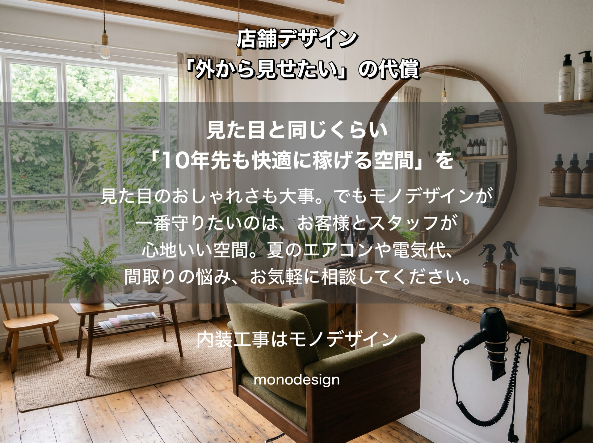 【店舗デザインの罠】エアコン最大でも「サウナ」と「冷蔵庫」に分裂する美容室の謎。窓周りの遮熱が2026年夏の命運を分ける理由