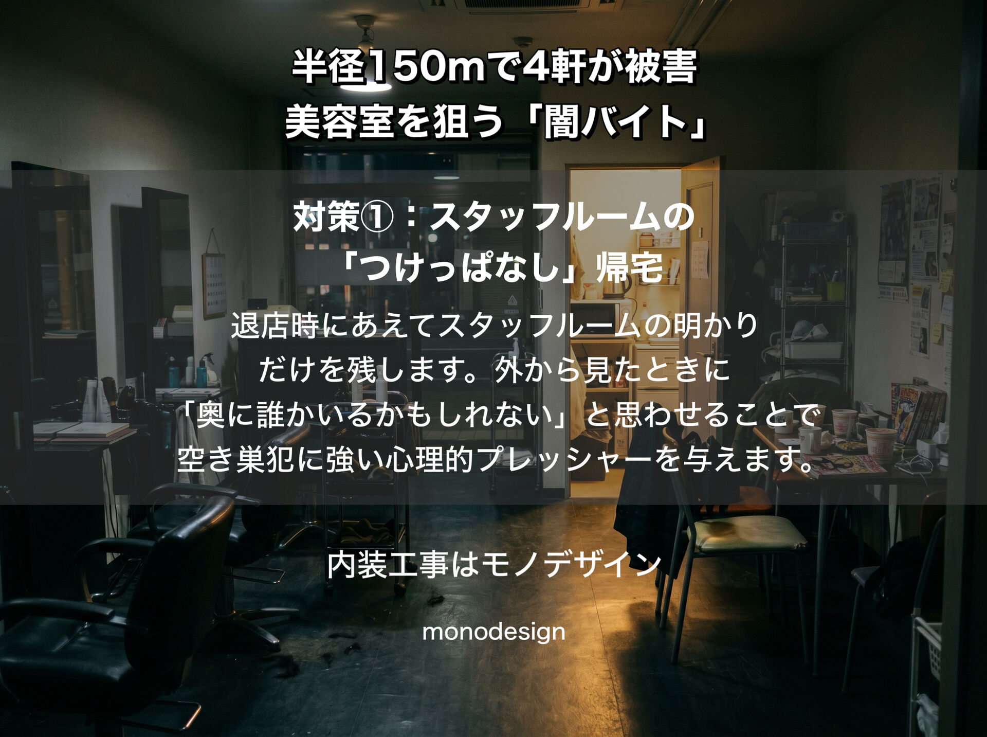 【防犯×LED化】和光市の美容室連続窃盗から学ぶ店舗デザイン！2027年蛍光灯廃止を見据えた「光の防犯リニューアル」のすすめ