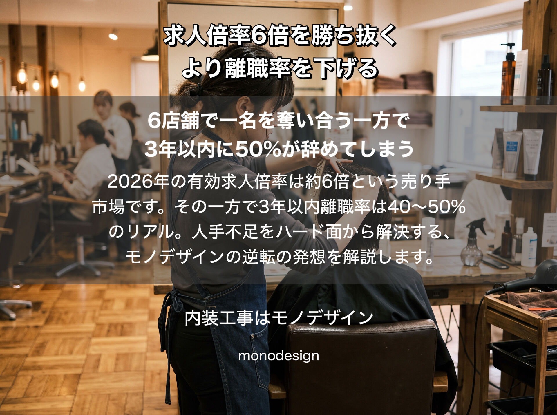 【美容室必読】求人倍率6倍を勝ち抜くより離職率を下げる！スタッフが辞めないサロン内装リフォームの生存戦略