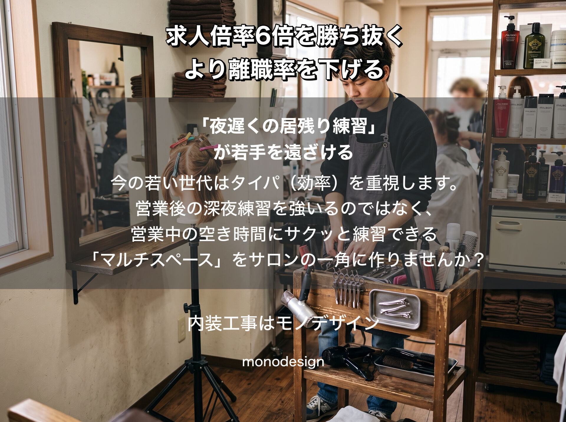 【美容室必読】求人倍率6倍を勝ち抜くより離職率を下げる！スタッフが辞めないサロン内装リフォームの生存戦略