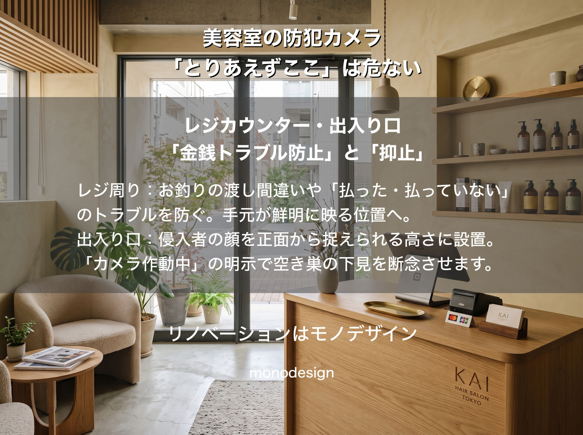 美容室の防犯カメラはどこに設置する？サロンの安心とデザインを両立する空間設計の正解ルート