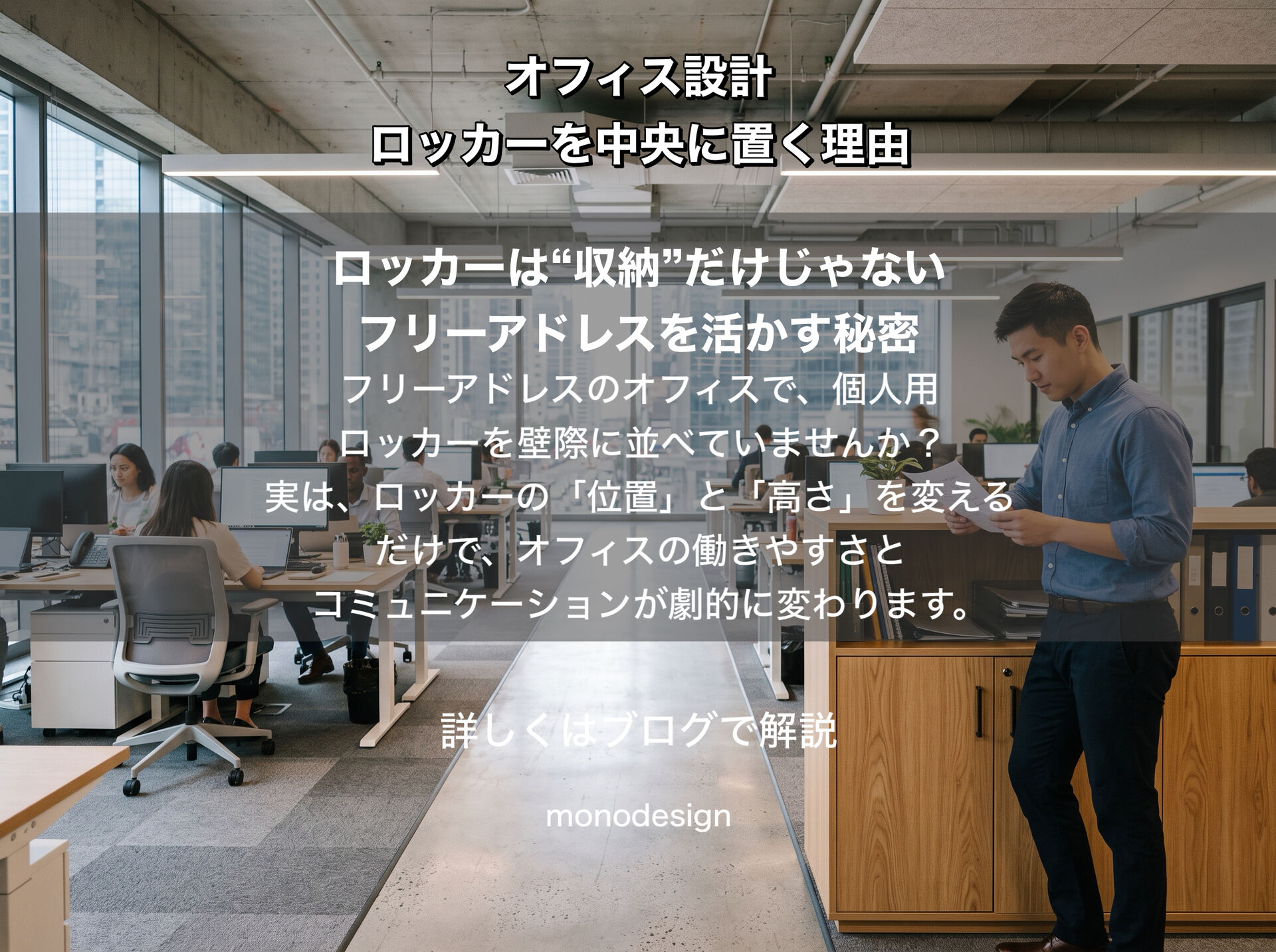 「ロッカーは“収納”だけじゃない」フリーアドレスのオフィスに腰高ロッカーを中央に置く理由