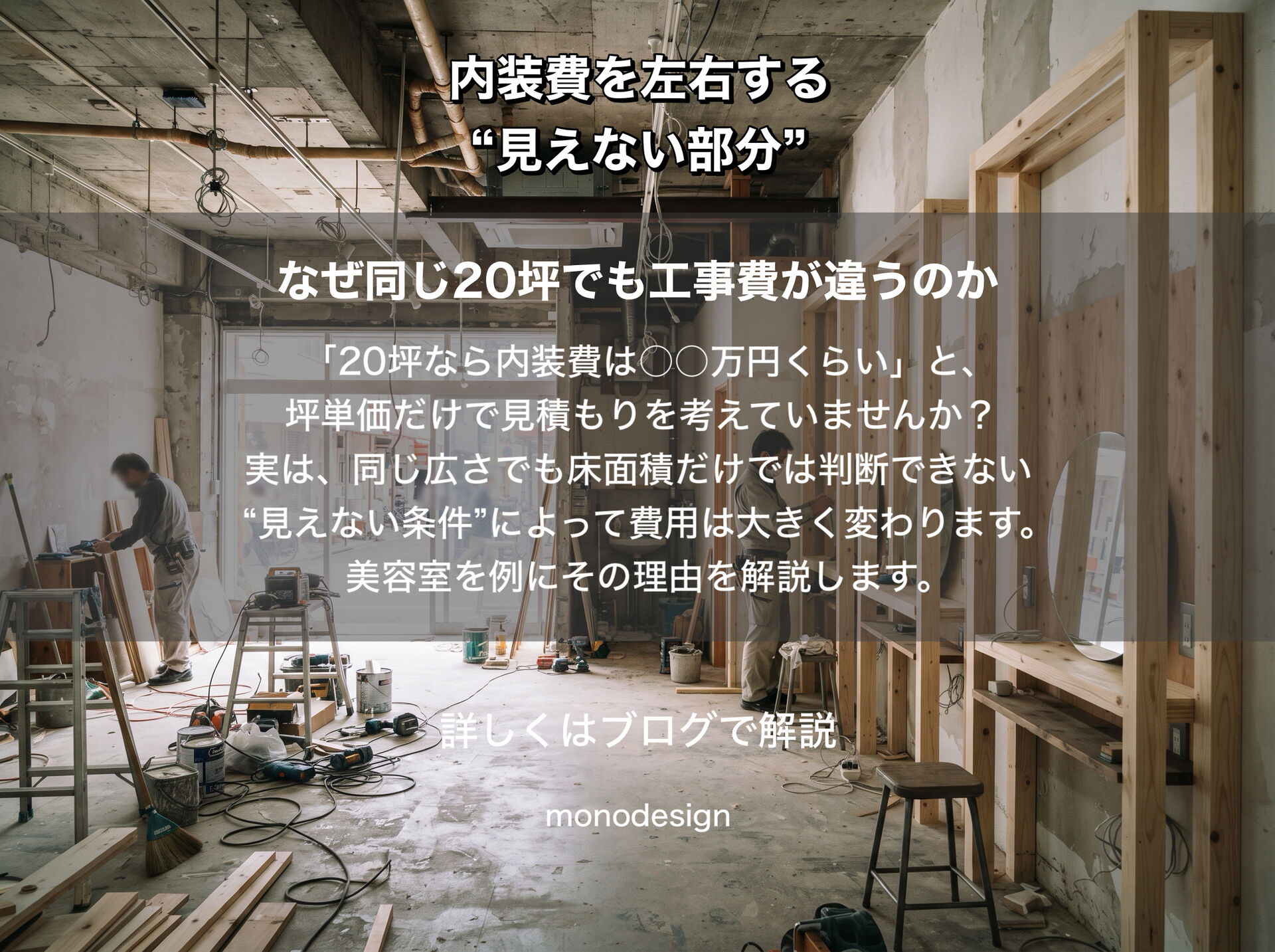 なぜ同じ20坪でも、店によって工事費が違うのか？｜店舗内装費を左右する“見えない部分”