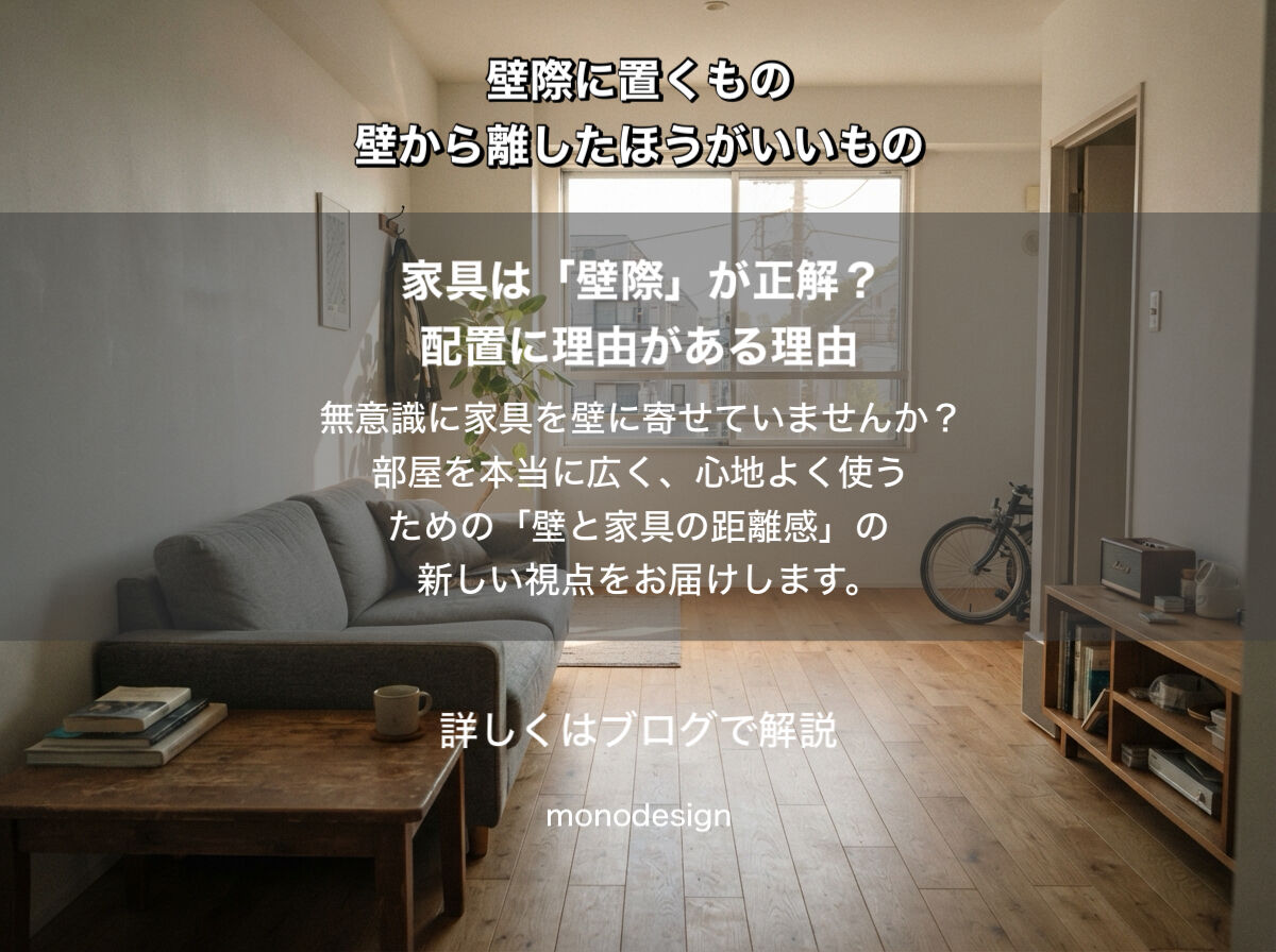 家具の配置には理由がある。壁際に置くもの、壁から離したほうがいいものの空間設計学