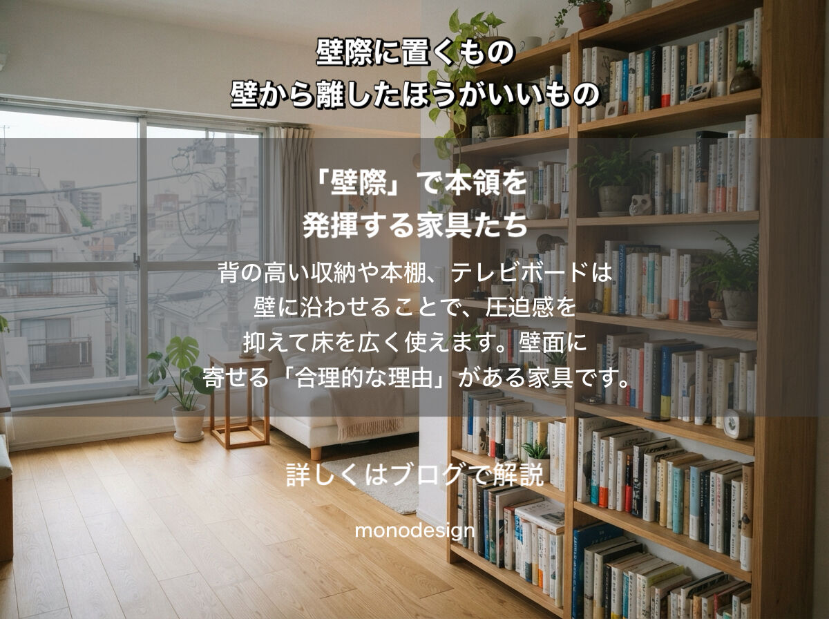 家具の配置には理由がある。壁際に置くもの、壁から離したほうがいいものの空間設計学