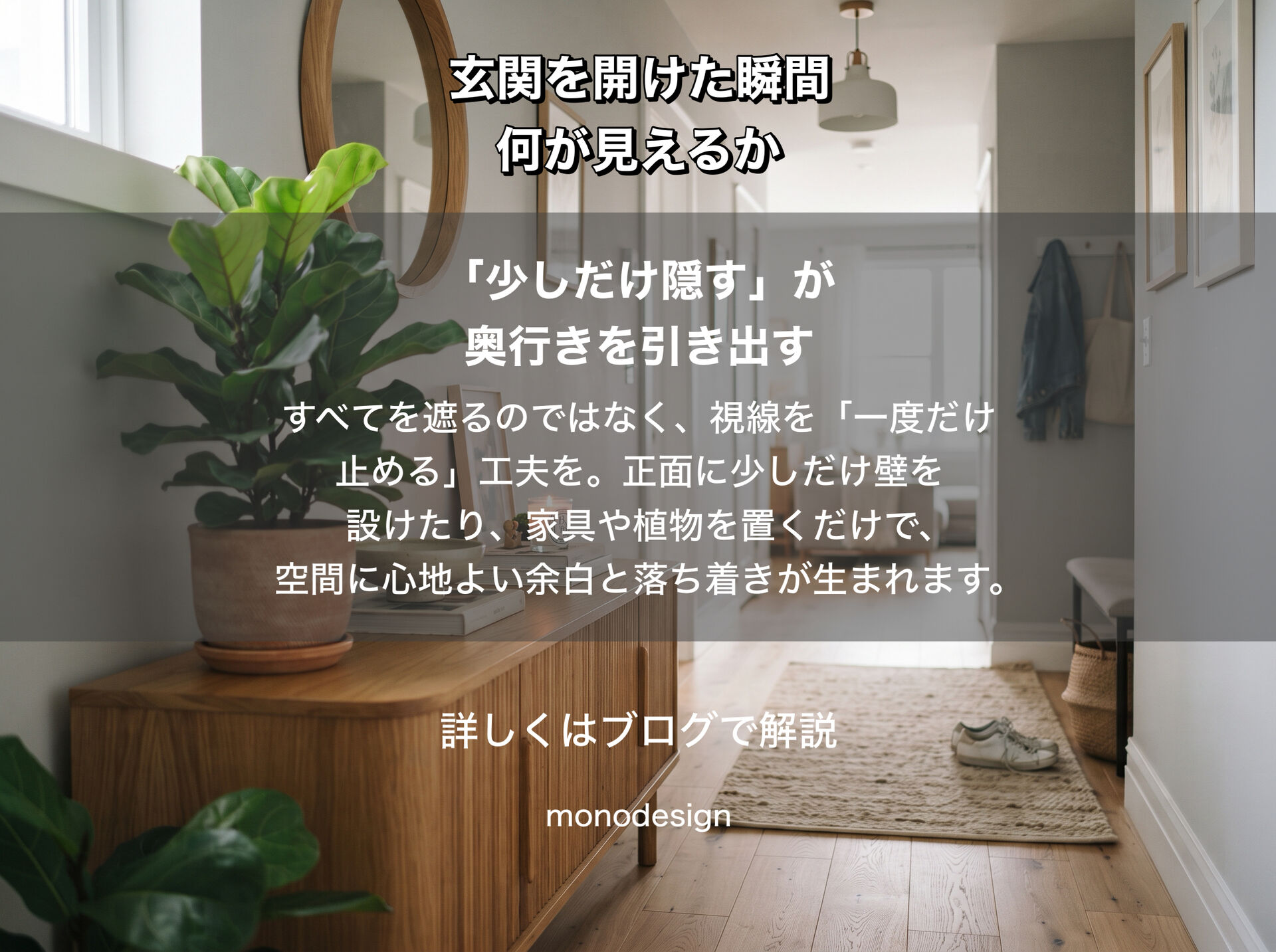 玄関を開けた瞬間、何が見えるか。最初の「1秒」で決まる空間設計と視線のコントロール