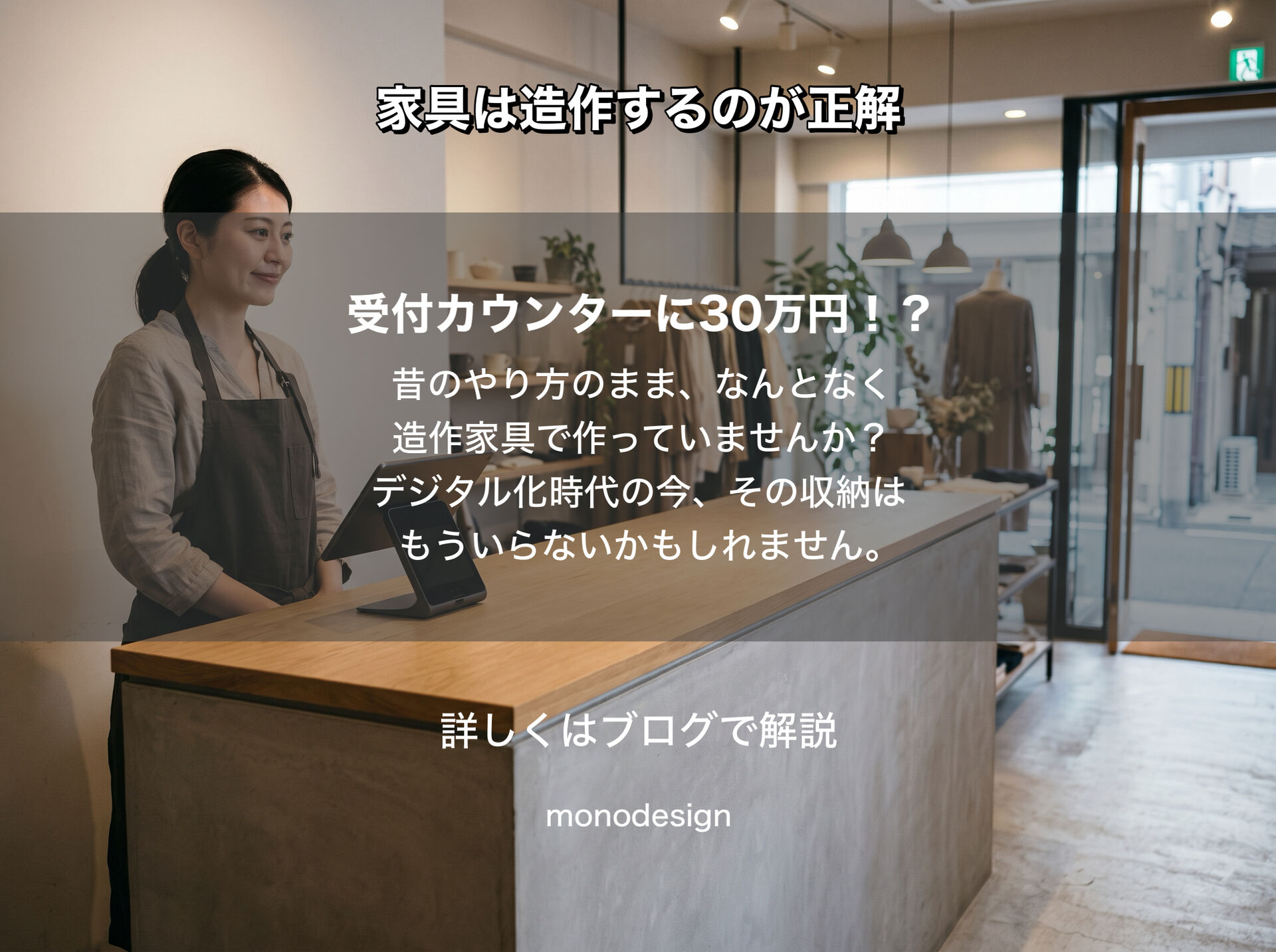 受付カウンターに30万〜40万円は必要？造作家具に頼らない店舗デザインとコストダウンの考え方