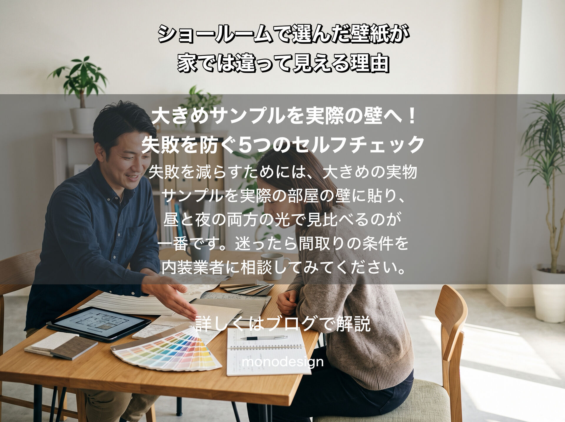 ショールームで選んだ壁紙が家では違って見える理由｜リフォームの色選びで失敗しないコツ