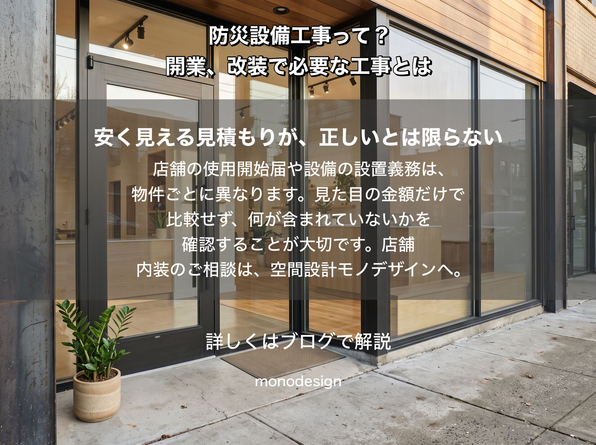  店舗の内装見積もりに「防災設備工事」は入っていますか？知っておきたいチェックポイントとリスクを解説