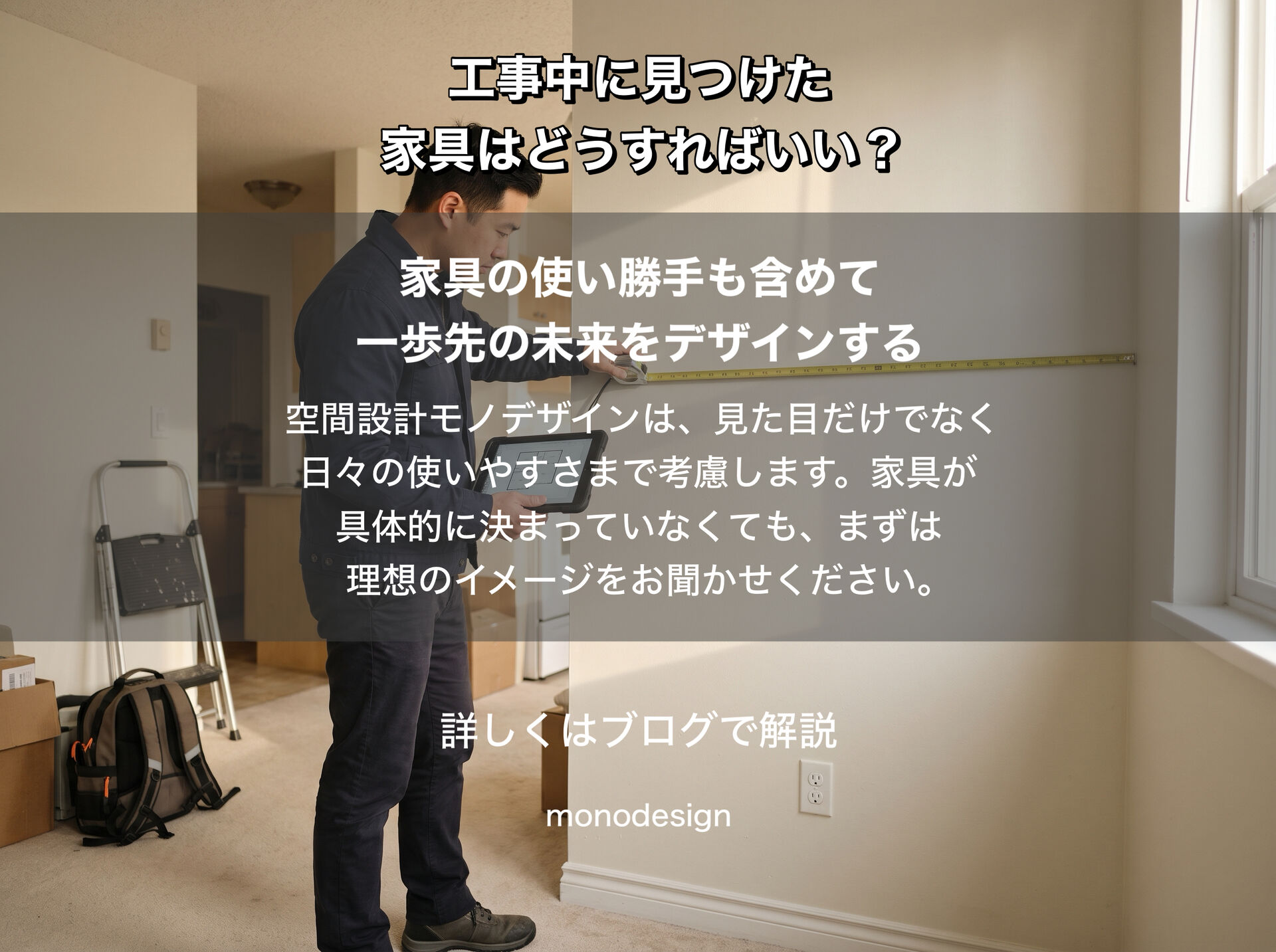 壁に棚を付けたい、家具を置きたい。内装工事が始まってからでは遅い？｜大阪の空間設計モノデザイン