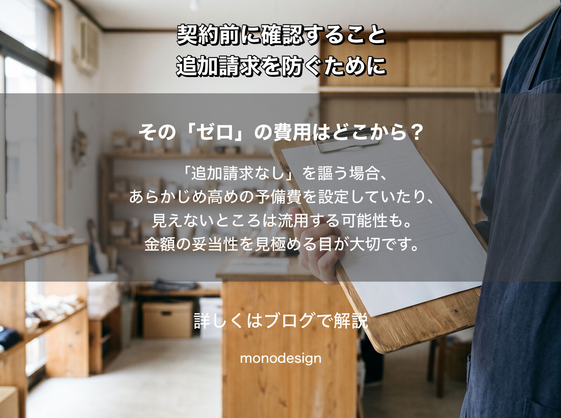 「追加料金なし」の内装工事は本当に安心？契約前に確認したい5つのポイント